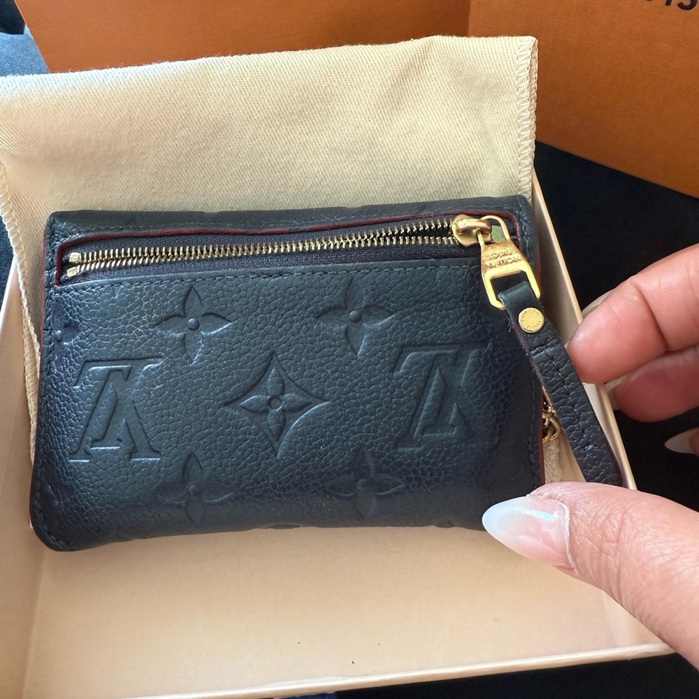 Louis Vuitton Black Leather Key Pouch with Gold Clasp